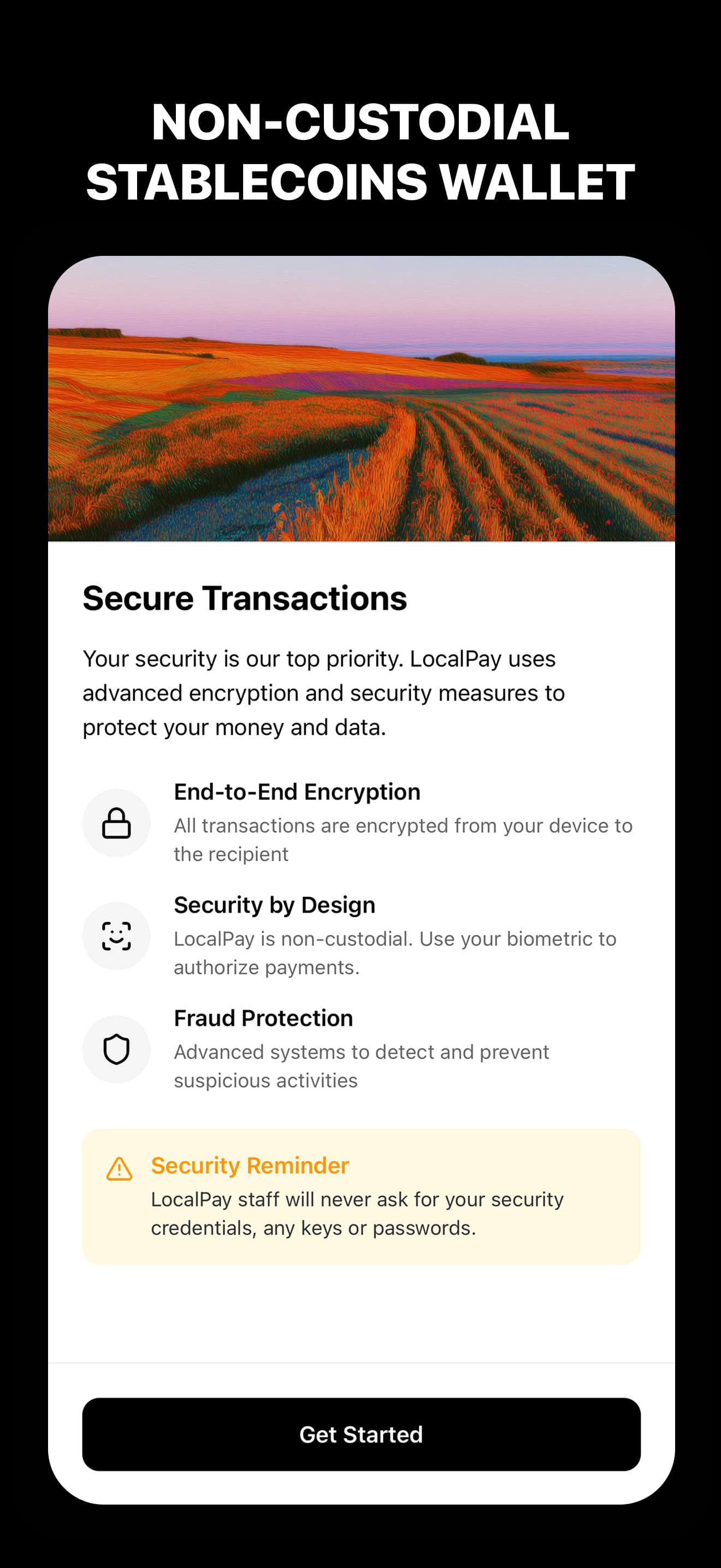 LocalPay App. Non-custodial stablecoins wallet